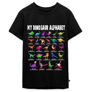 Mein Dinosaurier Alphabet Dino A-Z ABC T-Rex - Teenager Premium Bio T-Shirt - Schwarz - Vorne - AI Model Teenager Male light (155cm)