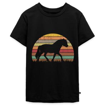 Fjordpferd Retro Norweger Pferd Fjord Pferd - Teenager Premium Bio T-Shirt - Schwarz - Vorne - AI Model Teenager Male light (155cm)