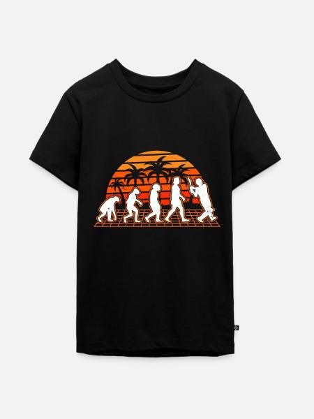 Cricket Evolution Sunset Cricketspieler - Teenager Premium Bio T-Shirt - Schwarz
