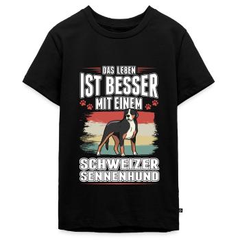 Großer Schweizer Sennenhund - Teenager Premium Bio T-Shirt - Schwarz - Vorne - AI Model Teenager Male light (155cm)