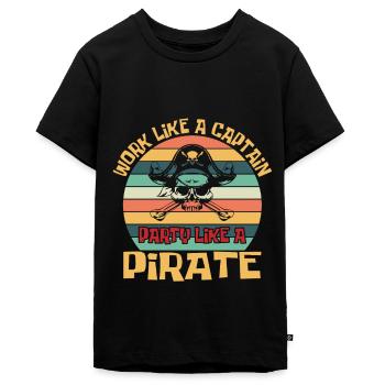 Pirate Pirate Pirate Bateau Pirate Cadeau - T-shirt Premium bio Ado - noir - Devant - AI Model Teenager Male light (155cm)