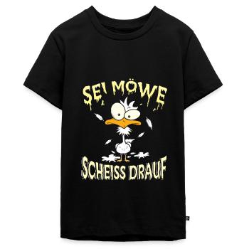 Sei Möwe Scheiss drauf - Teenager Premium Bio T-Shirt - Schwarz - Vorne - AI Model Teenager Male light (155cm)