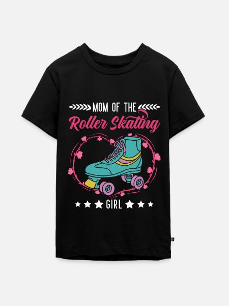 Rollschuh Mädchen Mama Rollkunstlauf - Teenager Premium Bio T-Shirt - Schwarz