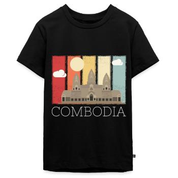 Cambodge Temple Retro Angkor Wat - T-shirt Premium bio Ado - noir - Devant - AI Model Teenager Male light (155cm)