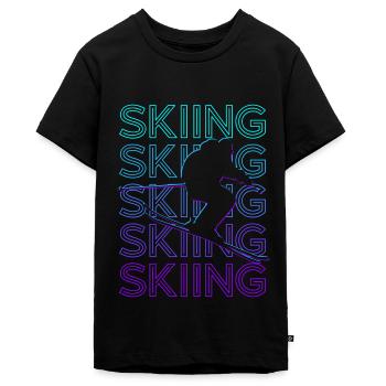 Skifahren Skifahrer Ski Retro - Teenager Premium Bio T-Shirt - Schwarz - Vorne - AI Model Teenager Male light (155cm)