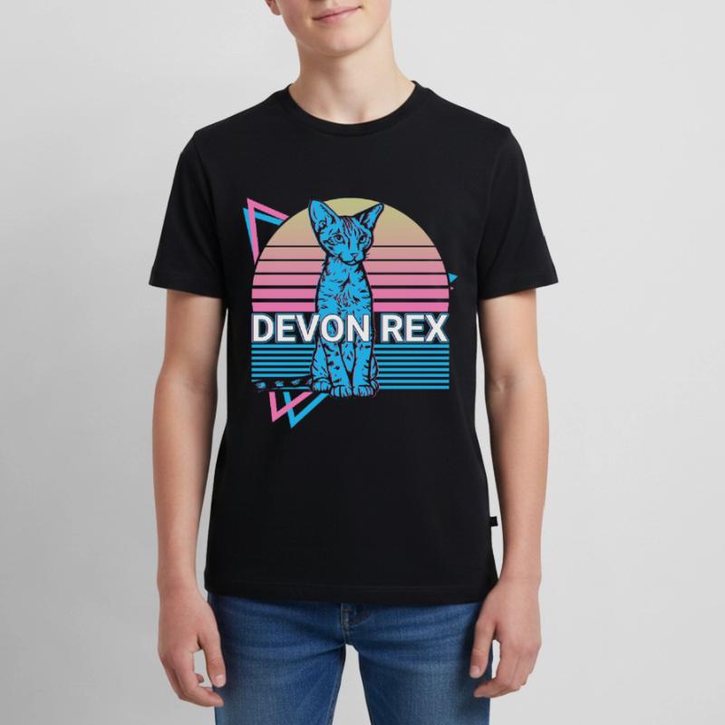 Devon Rex Katze Retro Teenager Premium Bio T-Shirt