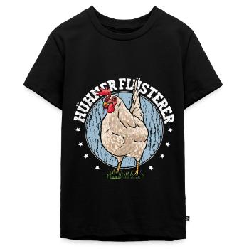 Huhn Hühner Flüsterer - Teenager Premium Bio T-Shirt - Schwarz - Vorne - AI Model Teenager Male light (155cm)