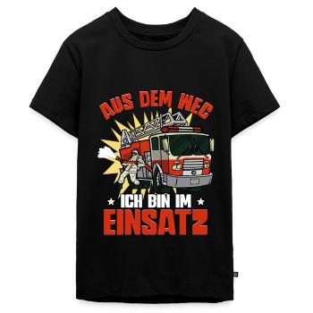 Aus Dem Weg Ich Bin Im Einsatz Feuerwehr - Teenager Premium Bio T-Shirt - Schwarz - Vorne - AI Model Teenager Male light (155cm)