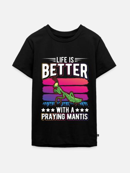 Gottesanbeterin Mantis Fangschrecke - Teenager Premium Bio T-Shirt - Schwarz