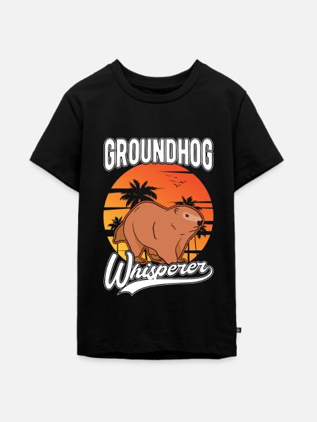 Murmeltier Flüsterer Groundhog Waldmurmeltier - Teenager Premium Bio T-Shirt - Schwarz