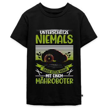 Mähroboter Alter Mann Rasenmähroboter - Teenager Premium Bio T-Shirt - Schwarz - Vorne - AI Model Teenager Male light (155cm)