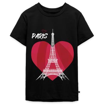 Cœur Touristique Tour Eiffel Souvenir de France - T-shirt Premium bio Ado - noir - Devant - AI Model Teenager Male light (155cm)