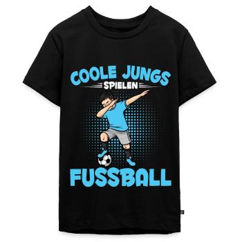 Dabbing Fußballspieler Jungs Fußballer - Teenager Premium Bio T-Shirt - Schwarz - Vorne - AI Model Teenager Male light (155cm)
