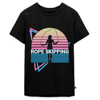 Seilhüpfen Seilspringen Fitness Retro - Teenager Premium Bio T-Shirt - Schwarz - Vorne - AI Model Teenager Male light (155cm)