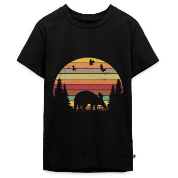 Erdferkel Retro Aardvark Vintage - Teenager Premium Bio T-Shirt - Schwarz - Vorne - AI Model Teenager Male light (155cm)