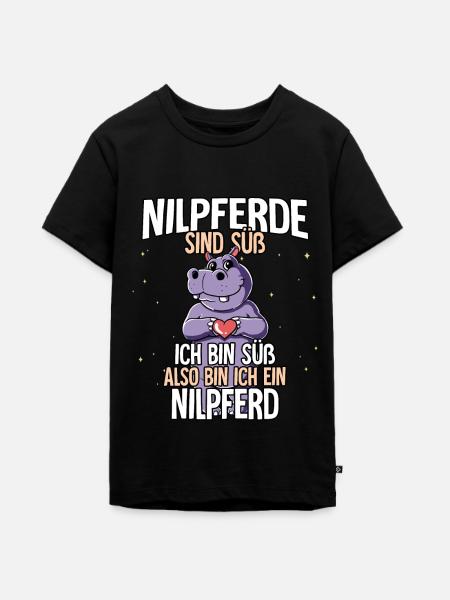 Nilpferde Sind Süß Nilpferd - Teenager Premium Bio T-Shirt - Schwarz