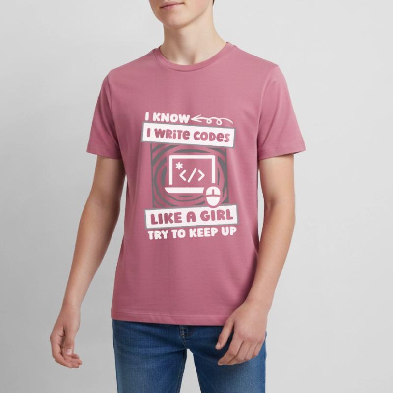 Developer Coder Programmer Girl Teenager Premium Organic T-Shirt