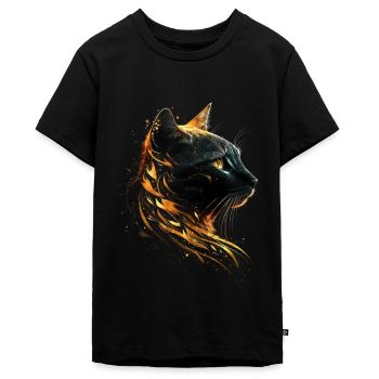 Katzen Motiv Kunst Cat Design Hauskatze Miau Katze - Teenager Premium Bio T-Shirt - Schwarz - Vorne - AI Model Teenager Male light (155cm)
