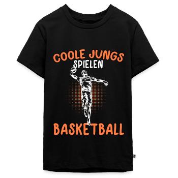 Coole Jungs spielen Basketball Basketballer - Teenager Premium Bio T-Shirt - Schwarz - Vorne - AI Model Teenager Male light (155cm)