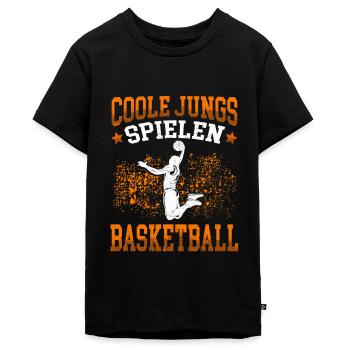 Coole Jungs spielen Basketball Basketballer - Teenager Premium Bio T-Shirt - Schwarz - Vorne - AI Model Teenager Male light (155cm)