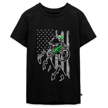 Downhill Mountainbiker - MTB Radfahrer - Teenager Premium Bio T-Shirt - Schwarz - Vorne - AI Model Teenager Male light (155cm)