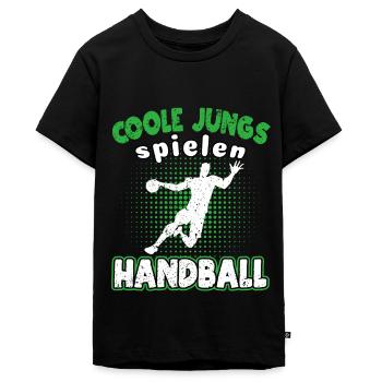 Coole Jungs spielen Handball, Handballer - Teenager Premium Bio T-Shirt - Schwarz - Vorne - AI Model Teenager Male light (155cm)