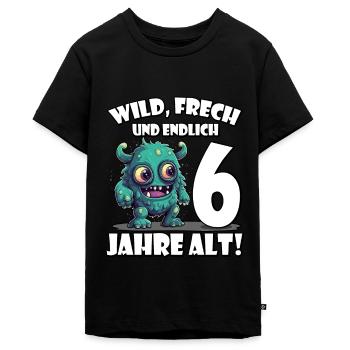 Endlich 6 Jahre alt | 6. Geburtstag - Teenager Premium Bio T-Shirt - Schwarz - Vorne - AI Model Teenager Male light (155cm)