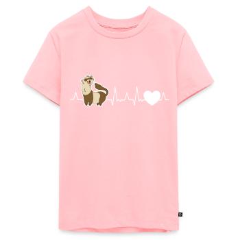Frettchen Herzschlag - Teenager Premium Bio T-Shirt - Rosa - Vorne