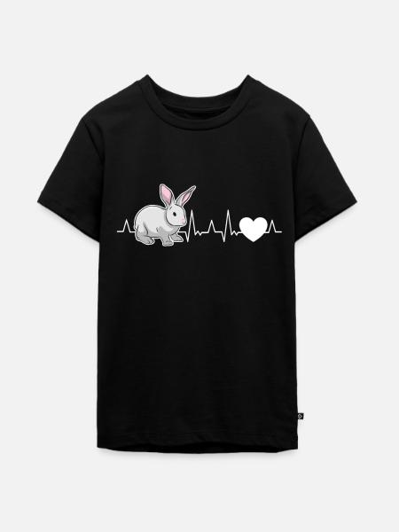 Kaninchen Herzschlag Hase - Teenager Premium Bio T-Shirt - Schwarz