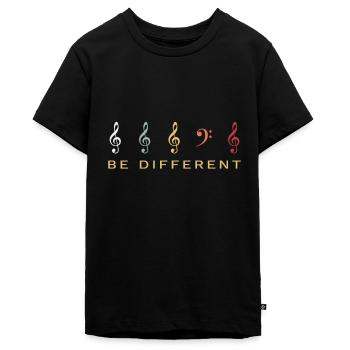Bassschlüssel Musiker Be Different Klavier Retro - Teenager Premium Bio T-Shirt - Schwarz - Vorne - AI Model Teenager Male light (155cm)