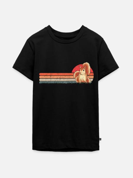 Eichhörnchen Retro Squirrel - Teenager Premium Bio T-Shirt - Schwarz