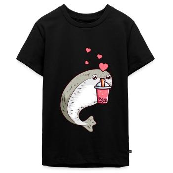 Sacabambaspis Fish Meme Boba Bubble Milk Tea - Teenager Premium Organic T-Shirt - black - Front - AI Model Teenager Male light (155cm)