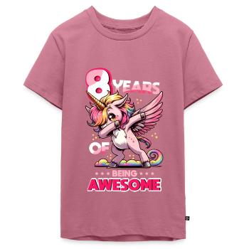 8 Jahre Einhorn Geburtstag - Teenager Premium Bio T-Shirt - Mauve - Vorne - AI Model Teenager Male light (155cm)