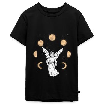 Angel Sky Moon Celestial Fantasy Esotericism - Teenager Premium Organic T-Shirt - black - Front - AI Model Teenager Male light (155cm)