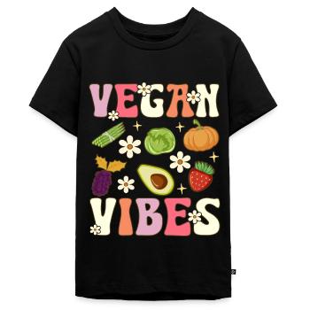 Véganisme à base de plantes Groovy - T-shirt Premium bio Ado - noir - Devant - AI Model Teenager Male light (155cm)