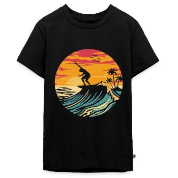 Surfer Surfen - Teenager Premium Bio T-Shirt - Schwarz - Vorne - AI Model Teenager Male light (155cm)