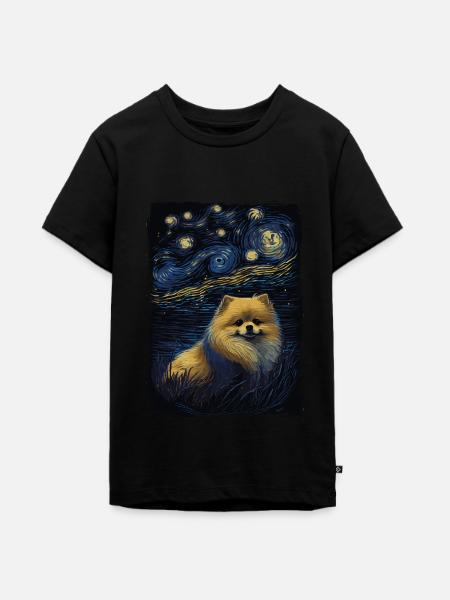 Zwergspitz Starry Night - Teenager Premium Bio T-Shirt - Schwarz