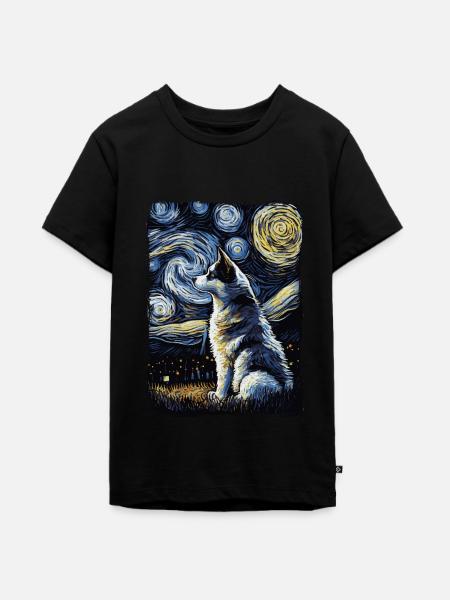 Husky Starry Night - Teenager Premium Bio T-Shirt - Schwarz