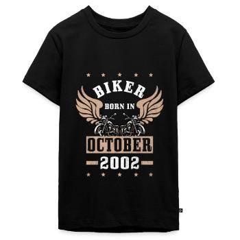 Millésime Octobre 2002 22ème Anniversaire - T-shirt Premium bio Ado - noir - Devant - AI Model Teenager Male light (155cm)