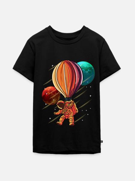 Astronaut Heißluftballon Raumfahrer - Teenager Premium Bio T-Shirt - Schwarz