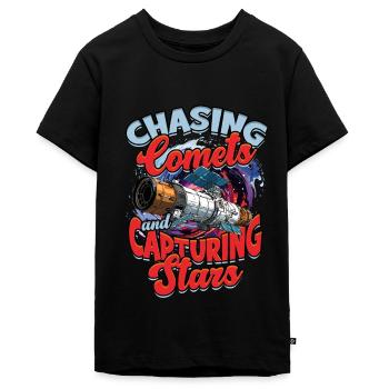 Astrophotography Chasing comets and capturing stars - Teenager Premium Organic T-Shirt - black - Front - AI Model Teenager Male light (155cm)
