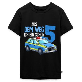 5. Geburtstag Polizei Polizeiauto 5 Jahre - Teenager Premium Bio T-Shirt - Schwarz - Vorne - AI Model Teenager Male light (155cm)