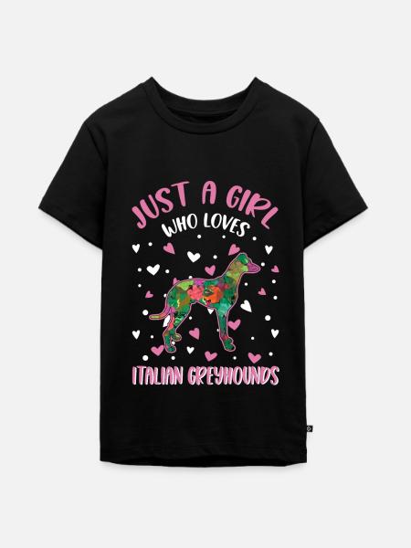 Italienischer Windhund Mädchen - Teenager Premium Bio T-Shirt - Schwarz