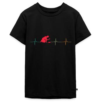 Parkettleger Herzschlag Fliesenleger - Teenager Premium Bio T-Shirt - Schwarz - Vorne - AI Model Teenager Male light (155cm)