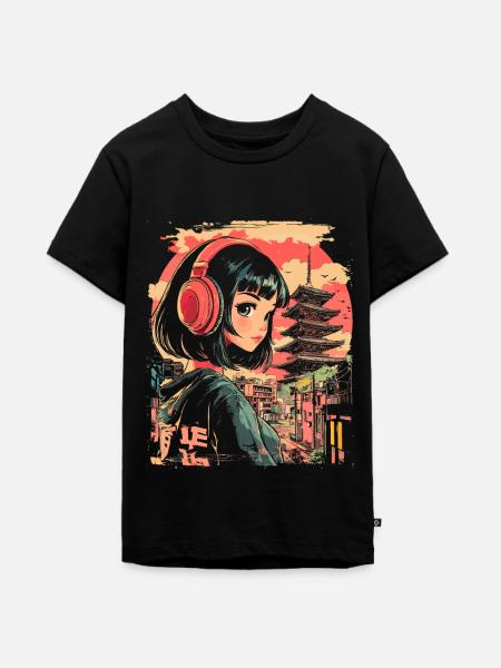 Anime Mädchen Japan - Teenager Premium Bio T-Shirt - Schwarz