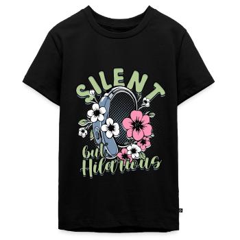 Schwerhörig Schwerhörigkeit Silent But Hilarious - Teenager Premium Bio T-Shirt - Schwarz - Vorne - AI Model Teenager Male light (155cm)