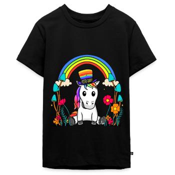 LGBT Regnbue Enhjørning Regnbue Flag - Teenager Premium økologisk T-shirt - sort - Foran - AI Model Teenager Male light (155cm)