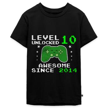 Level 10 Freigeschaltet - Teenager Premium Bio T-Shirt - Schwarz - Vorne - AI Model Teenager Male light (155cm)