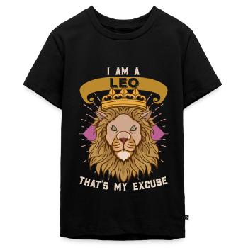 Ich bin Löwe - Sternzeichen Löwe - Teenager Premium Bio T-Shirt - Schwarz - Vorne - AI Model Teenager Male light (155cm)