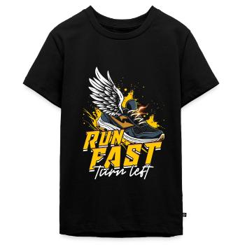 Sprint Leichtathletik Sprinten Run Fast Turn Left - Teenager Premium Bio T-Shirt - Schwarz - Vorne - AI Model Teenager Male light (155cm)